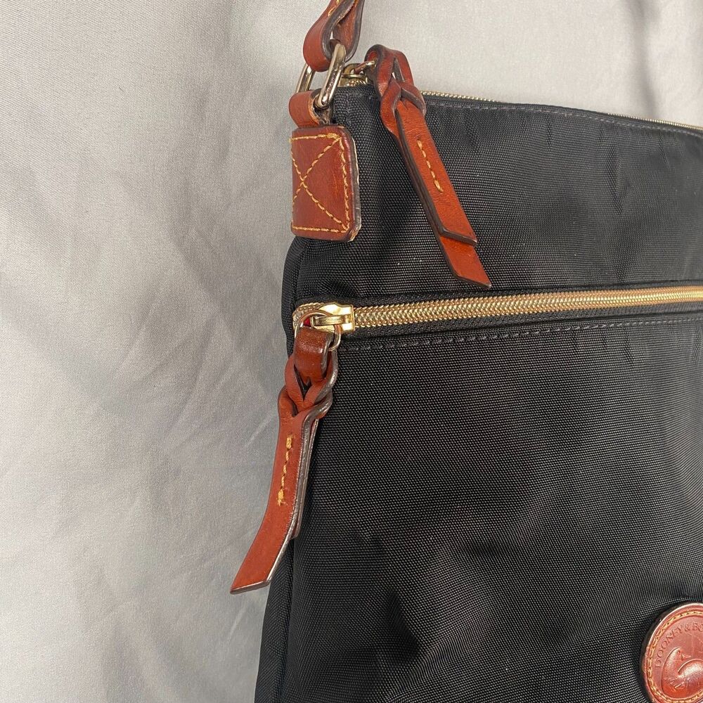 Authentic Dooney and Bourke Black Nylon and Leather Cross Body Messenger Bag - Picture 9 of 16